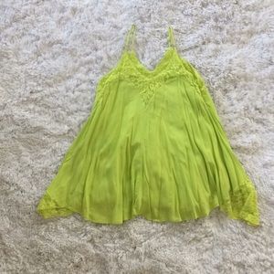 Green spaghetti strap dress
